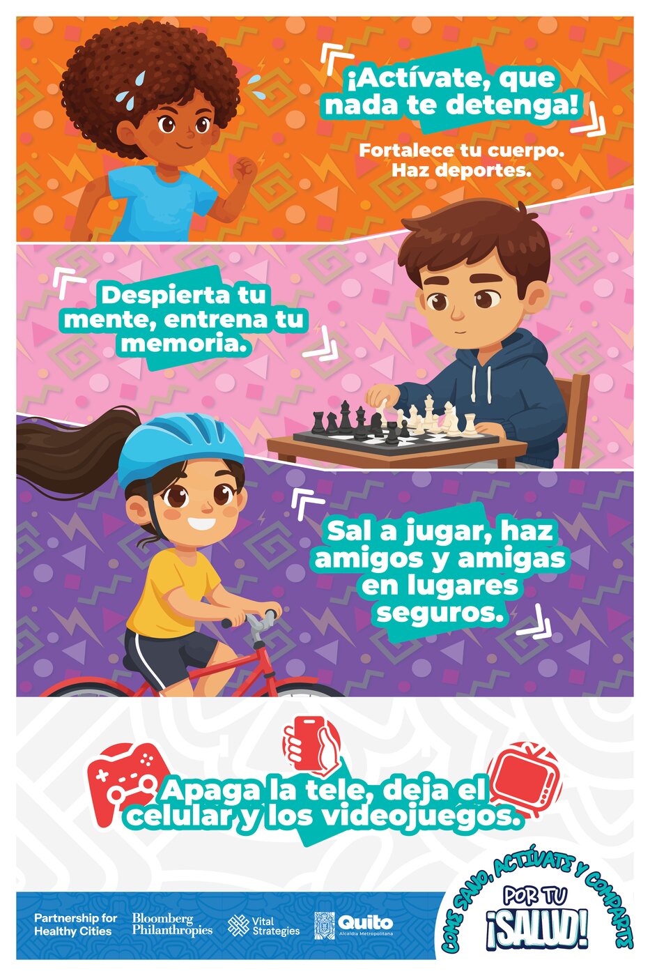 Pieza sobre actividad física y uso de pantallas del sistema Por tu ¡Salud!